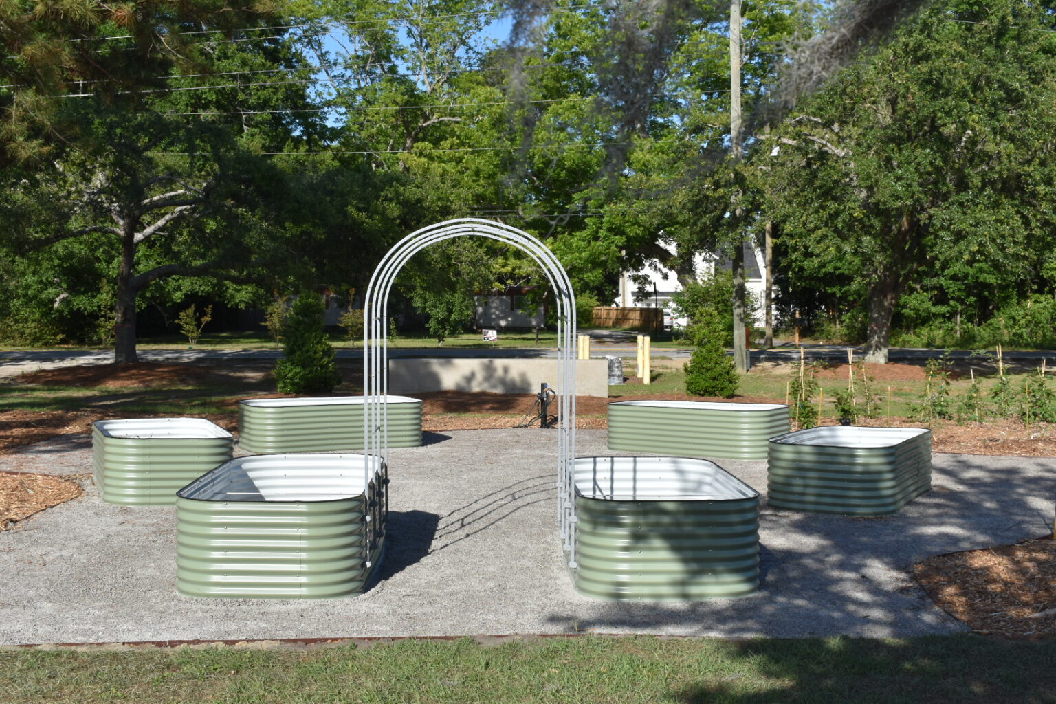 Community garden beds at the Mount Pleasant Community Food Forest